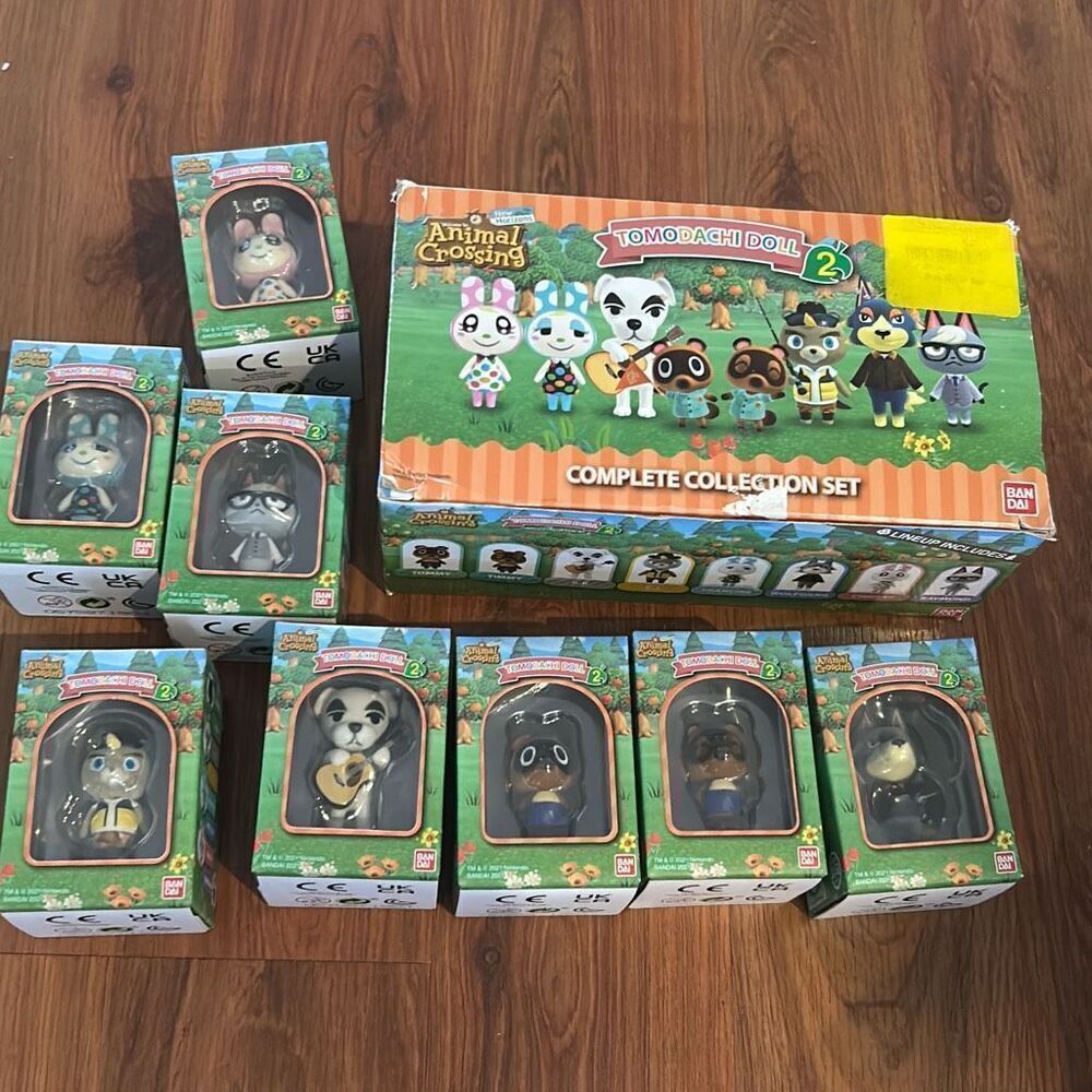 NEW Animal crossings Tomodachi doll complete collection 8 piece set Bandai